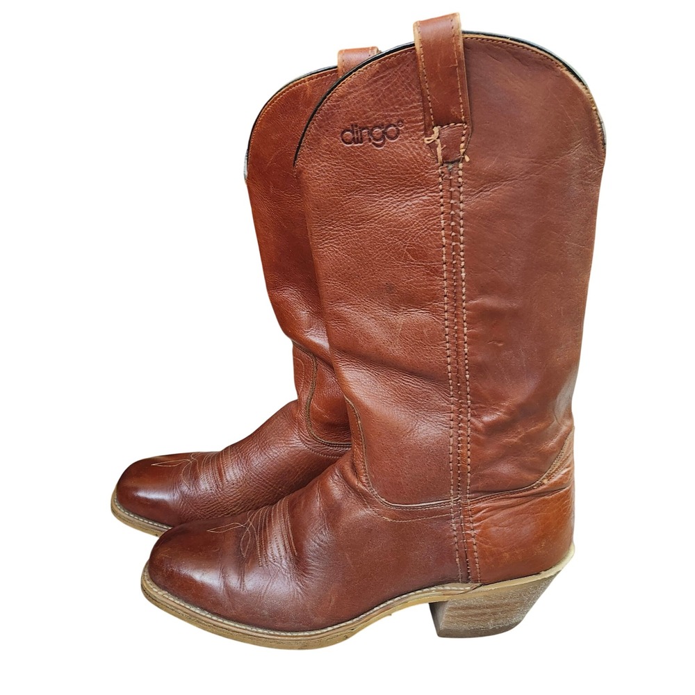 Vtg Dingo Acme mens western campus brown square toe 10.5 D 7268 made in USA